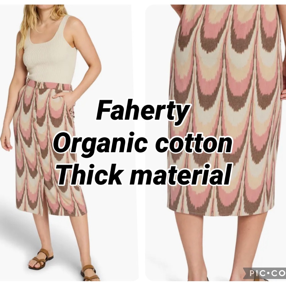 Faherty Women's Boho Stripe Midi organic cotton Skirt